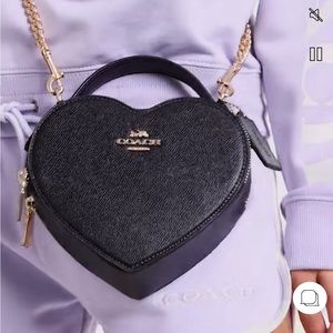 NWT Coach Heart Crossbody with detachable leather strap.